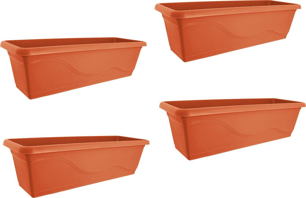 Blumenkasten mit Wasserspeicher 60 cm 4er Set Terracotta
