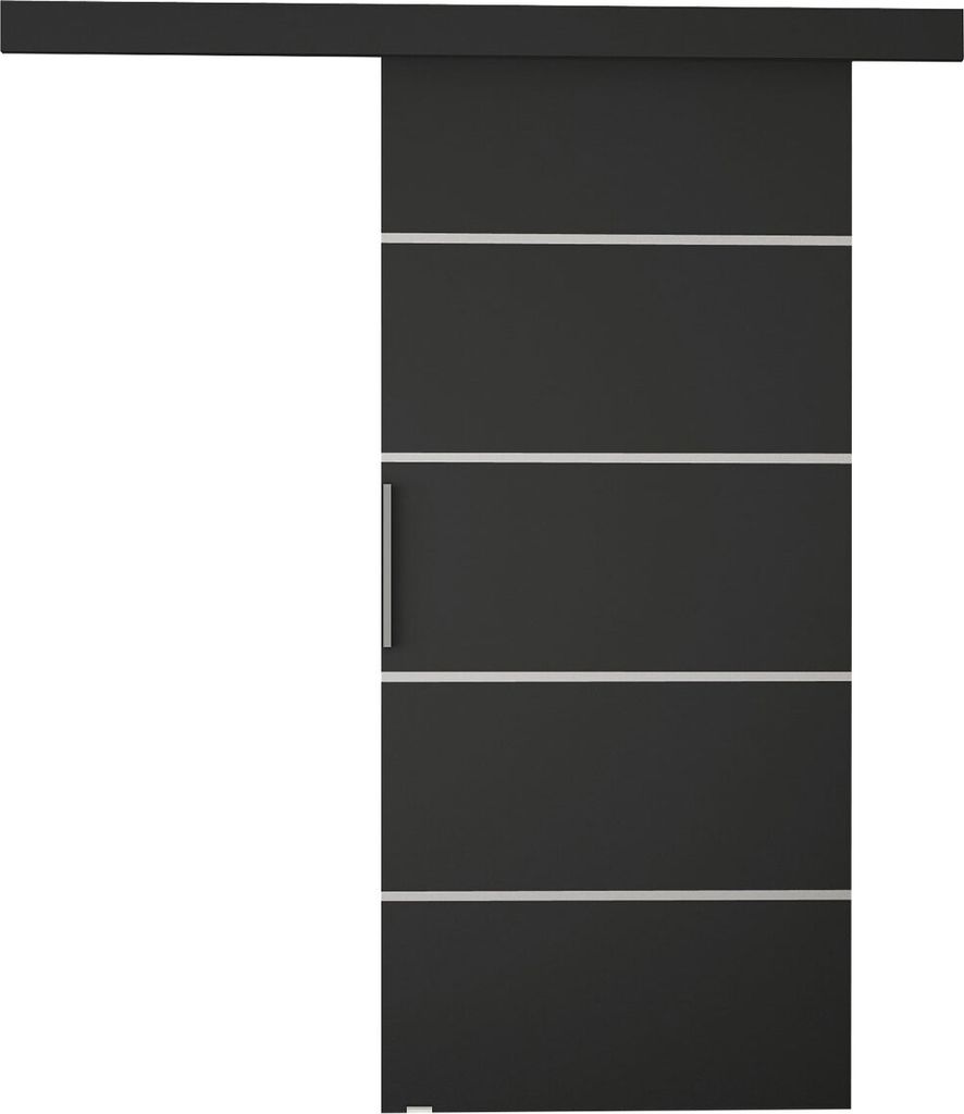 MIRJAN24 Schwebetür Rubi III, Stilvoll Zimmertür, Praktisch Wohnzimmer Tür vom Hersteller (Farbe: Schwarz)