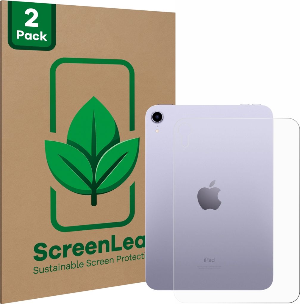 2x ScreenLeaf Schutzfolie für Apple iPad Mini 6 WiFi 2021 (Rückseite, 6 Gen.) nachhaltiger Displayschutz Display Schutz Folie Klar Transparent