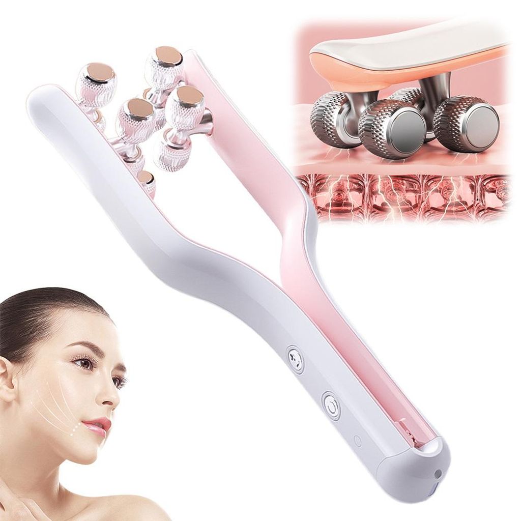 EMS‐Gesichtsmassagegerät mit 3D‐Rollen mit 3 Intensitätsstufen V‐Face‐Lifting Doppelkinn‐Entferner zur Straffung von Gesicht und Hals m...