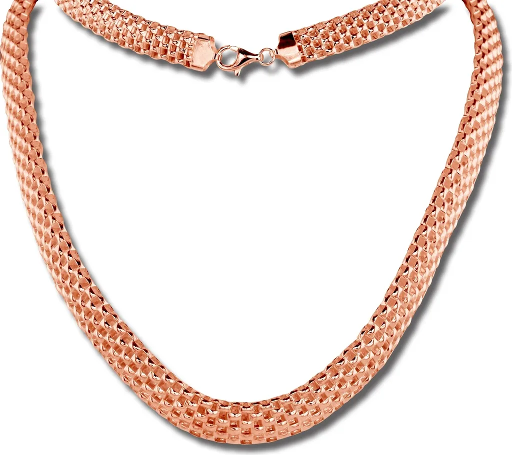Collier Tressé Argent 925 Doré Rose 45cm SilberDream Finition Luxe Femme