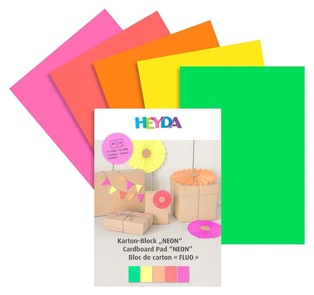 HEYDA Neonpapier-Block DIN A4 neonfarben 10 Blatt Produktbild 