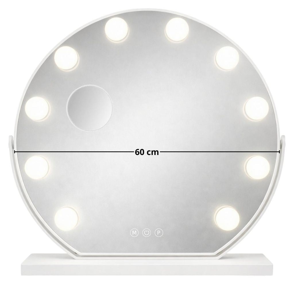 Kosmetické zrcadlo na make-up bílé 60 cm 10 LED barva Obrázek produktu 