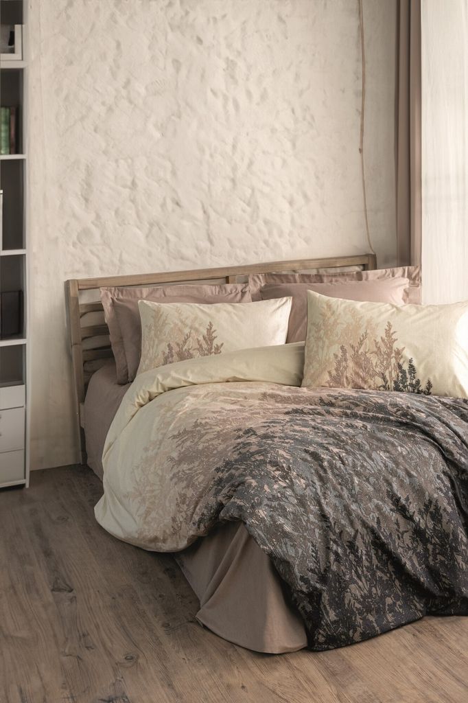 L'Essentiel Linge de Maison, Lindon - Beige, Ranforce Doppel-Bettbezug-Set, Beige, 100 % BAUMWOLLE RANFORCE, 200 x 220 cm