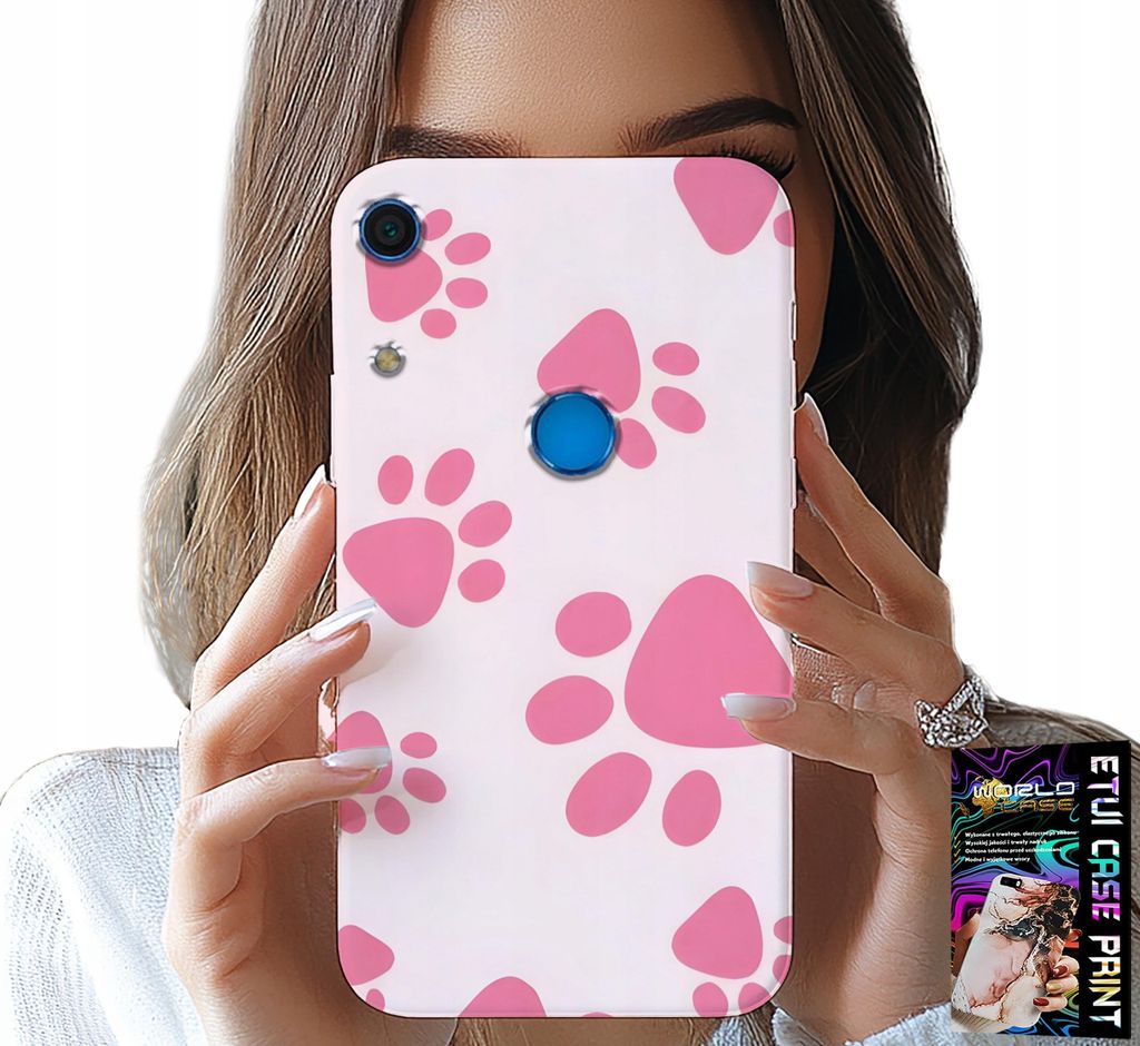 Etui Für Huawei Y6S - Rosa Hundepfoten, Rückseite, Etui