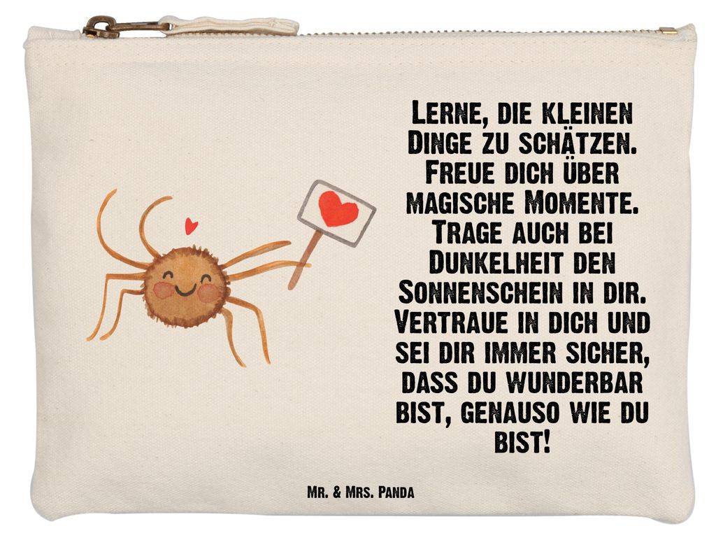 Mr. & Mrs. Panda Federtasche Spinne Agathe Motivation Größe M - Weiß - Geschenk, Kosmetiktasche, Vertrauen, Liebe, Schulmäppchen, Schlampermäp...