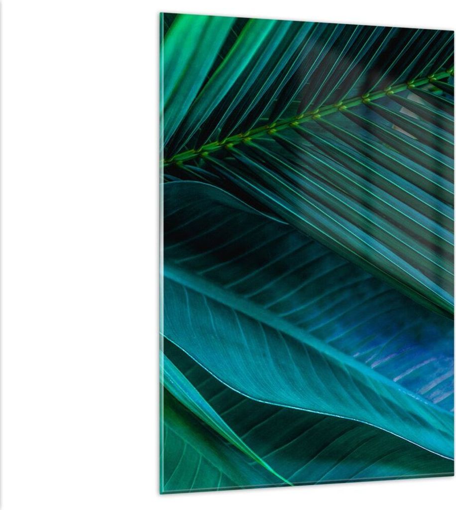 Bilder auf glas - Einteilig - Blatt Tropen Grün - 80x120cm - Glasbilder - Wandbilder - Bilder - zum Aufhängen bereit - Wanddekoration aus Glas - ...