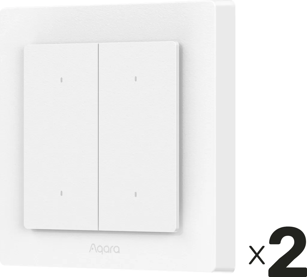 Interruttore AQARA Smart H2, WS-K08D, 4 pulsanti, 2 canali, 2 pezzi