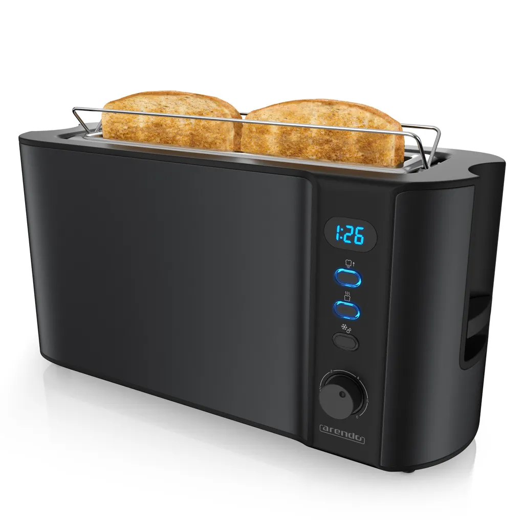 Grille-pain 1000W écran digital Arendo fente longue en acier inox