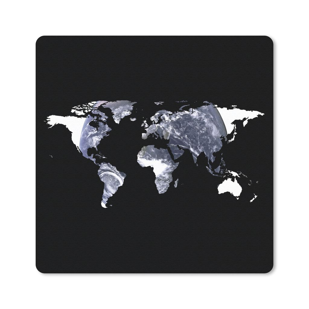 MuchoWow Mauspad Mousepad Weltkarte - Schwarz - Globus 20x20 cm - Mousepads - Maus Mat - Pad - Mausunterlage - Desk Mat - Bureauartikeln