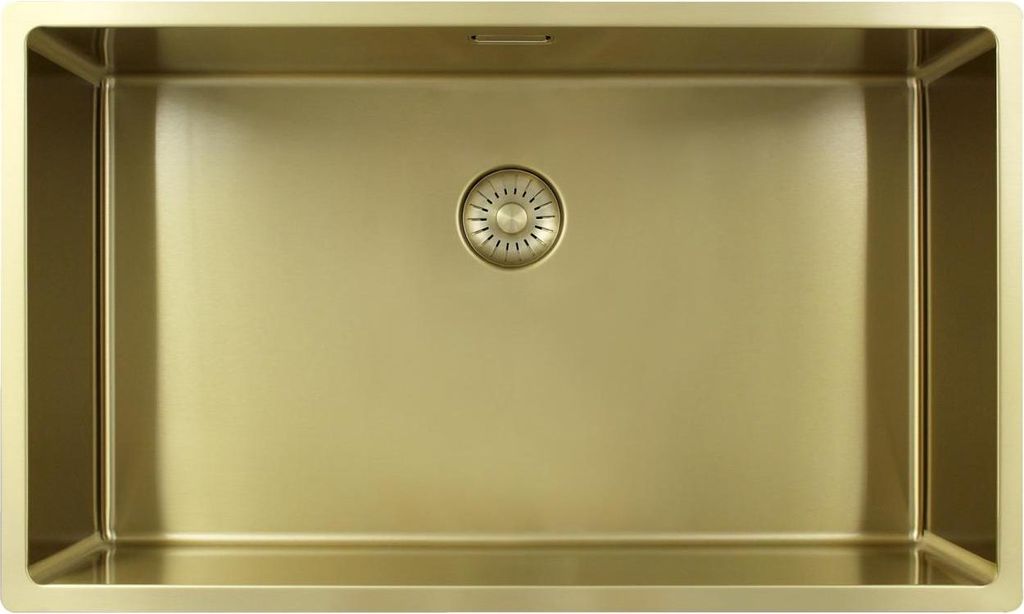 Pure.Sink Exclusivo großer goldener Spülbecken 70x40 cm 10mm Radius Unterbau, flächenbündiger Einbau und Aufbau PEX7040-60