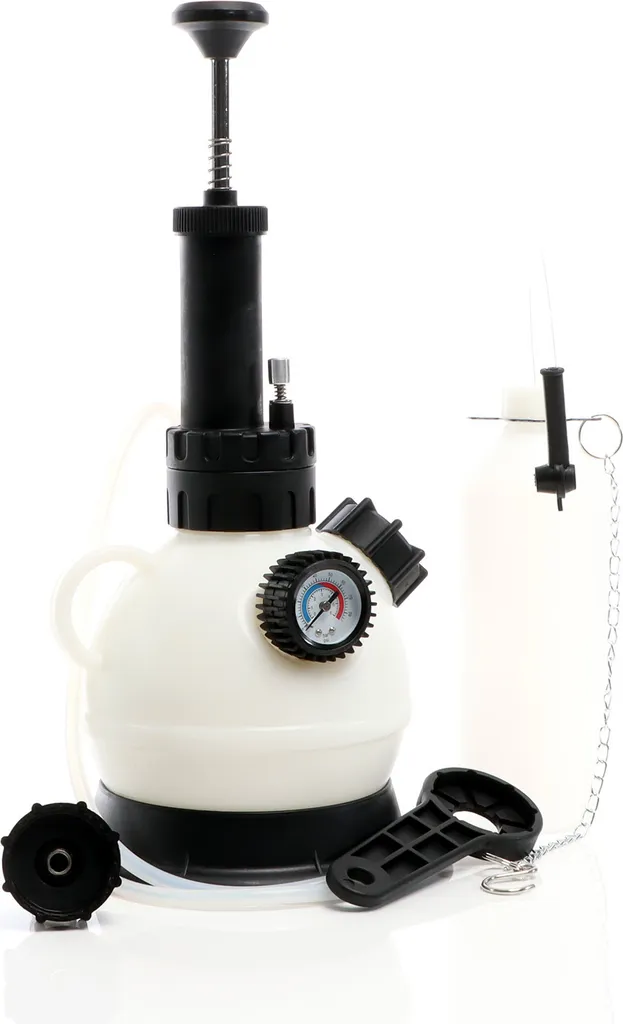 Purgeur de Freins avec Manomètre et Récipient d'Aspiration de 1L