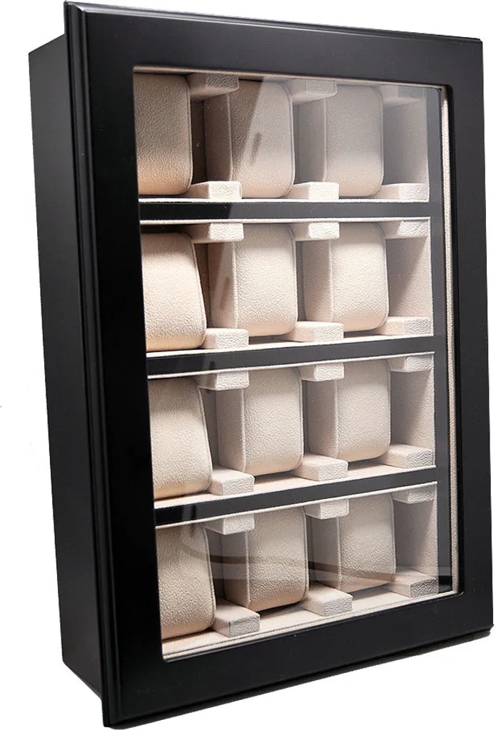 Vitrine murale 12 montres noire HL-1072 - Stop poussière et rayures