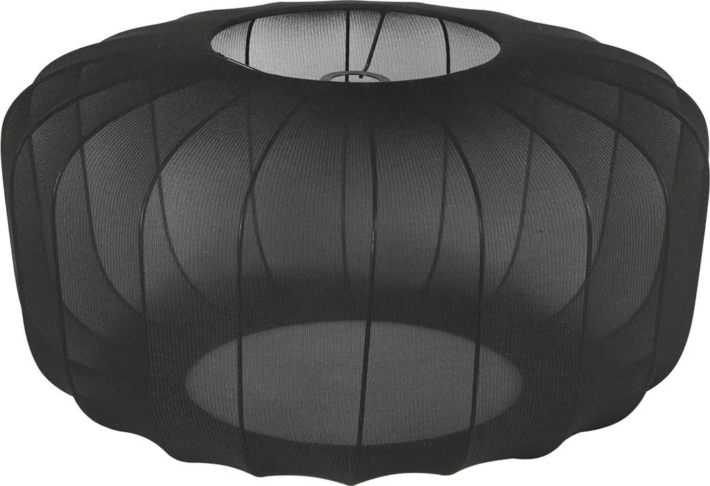 Abat-jour noir Ø 60cm pour suspension, habillage textile chic culot E27