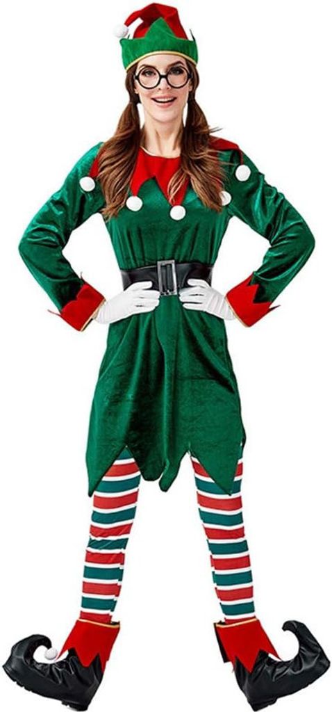 Damen Weihnachtself Kostüm Erwachsene Elfen Kostüme für Produktbild 