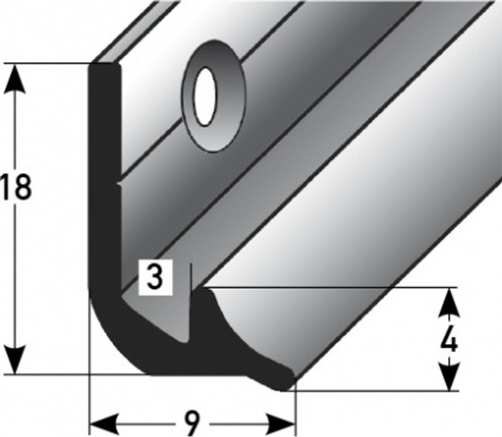 Treppeninnenecke "Sarnia" 3 mm Typ: 369 (Aluminium eloxiert, gebohrt)-bronze hell-1000