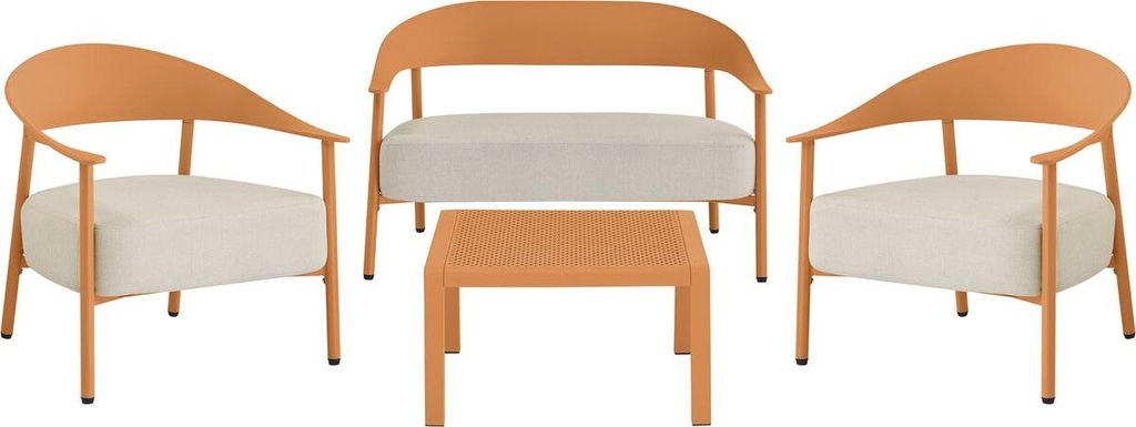 Gartenmöbel aus Metall und Kunststoff "Céora" - 4 Sitzplätze - Orange