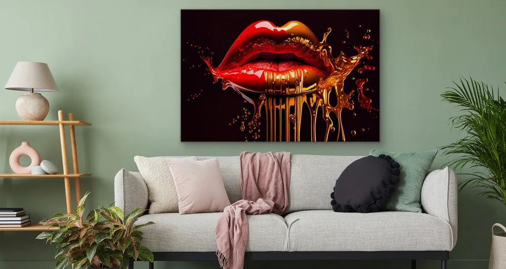 Quadro 120x80 Muralo Labbra Rosse 3D - Arte su Tela per Ufficio - 2