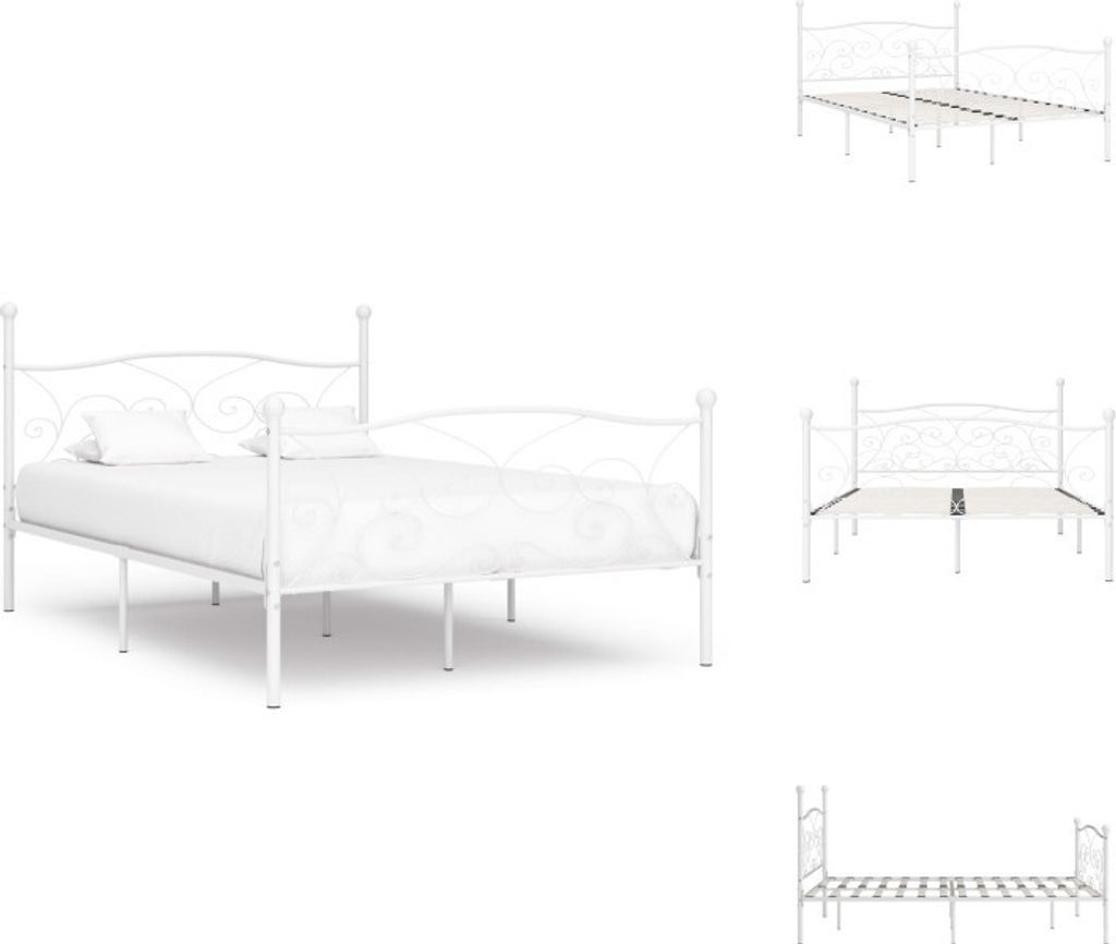 vidaXL Bettgestell mit Lattenrost Weiß Metall 160 × 200 cm Produktbild 