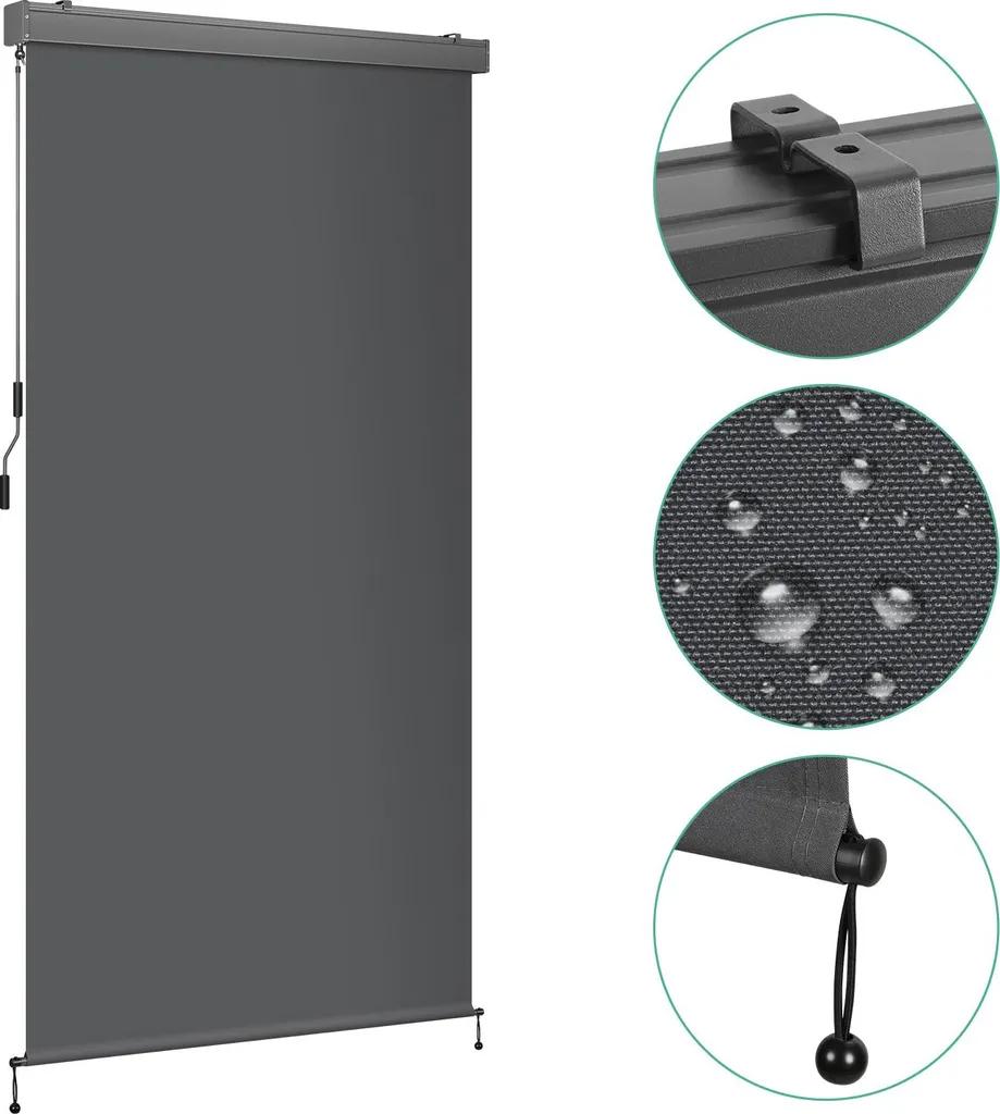 Tenda da sole verticale Izrielar 250x180 cm antracite per esterni e interni Tenda da sole impermeabile con manovella per balconi, terrazze e giardini Tenda da sole per balconi Protezione solare Tenda da sole Protezione dalla vista - 15