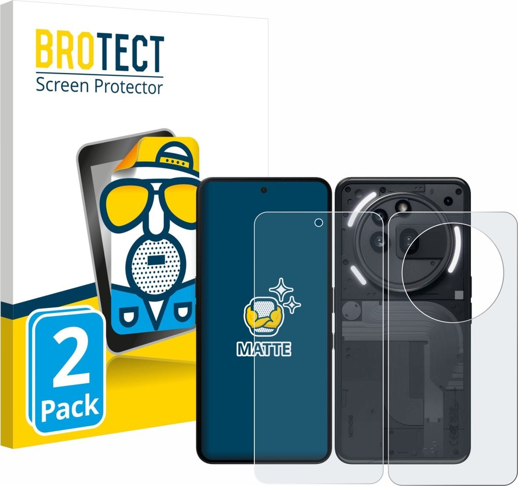 2x BROTECT Schutzfolie für Nothing Phone (3a) Pro (Display+Rückseite) Displayschutz Displayschutzfolie Folie Matt Entspiegelungsfolie