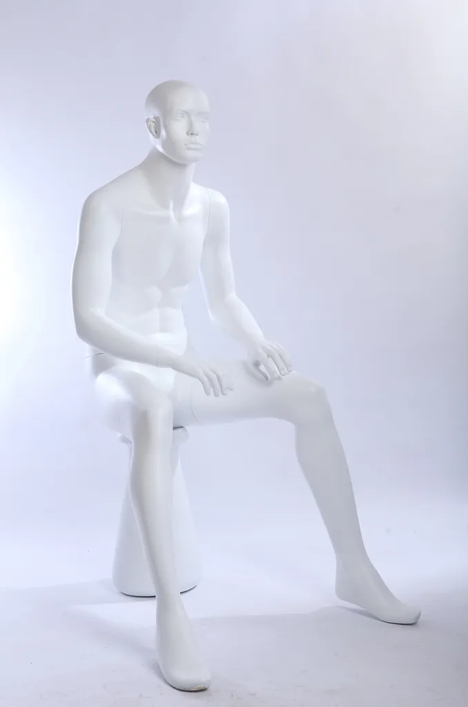 Mannequin homme assis laqué blanc mat QT10-6 au design abstrait chic