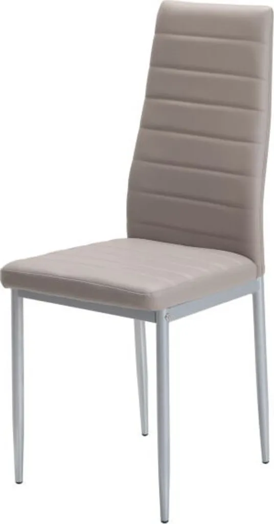 Set 4 Sedie DONYA Cappuccino in Pelle Finta per Sala da Pranzo 98cm