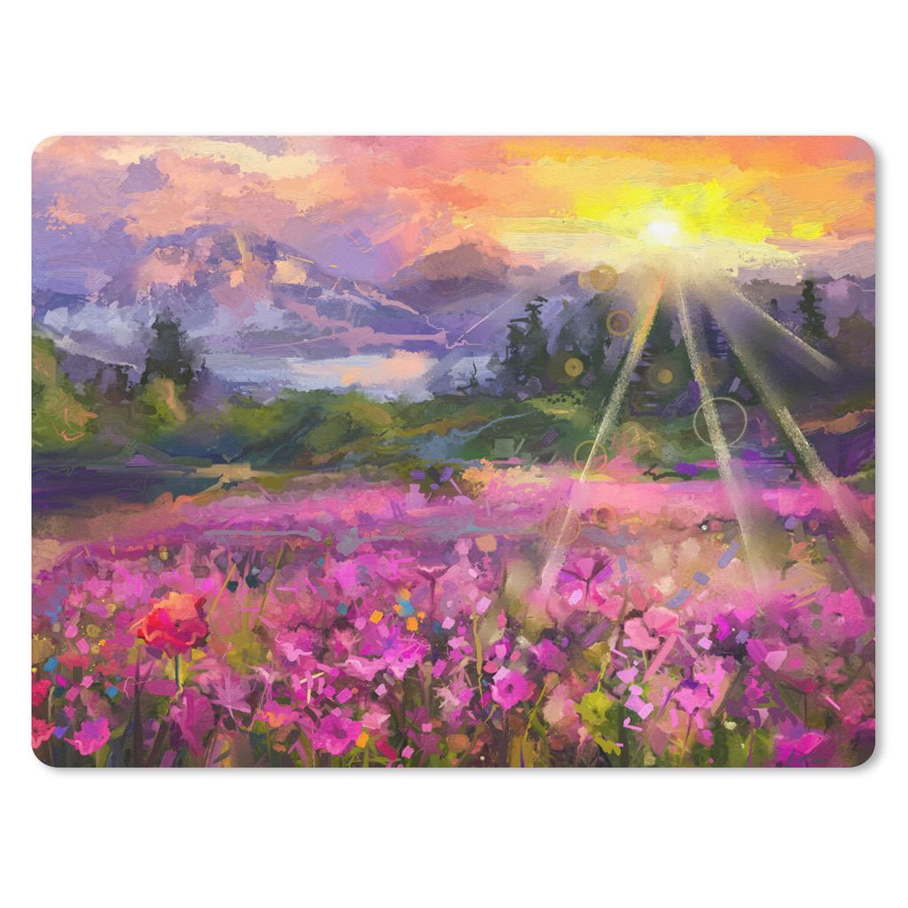 MuchoWow Mauspad Mousepad Gemälde - Ölfarbe - Blumen - Natur - Sonne 40x30 cm - Mousepads - Maus Mat - Pad - Mausunterlage - Anti Rutsch
