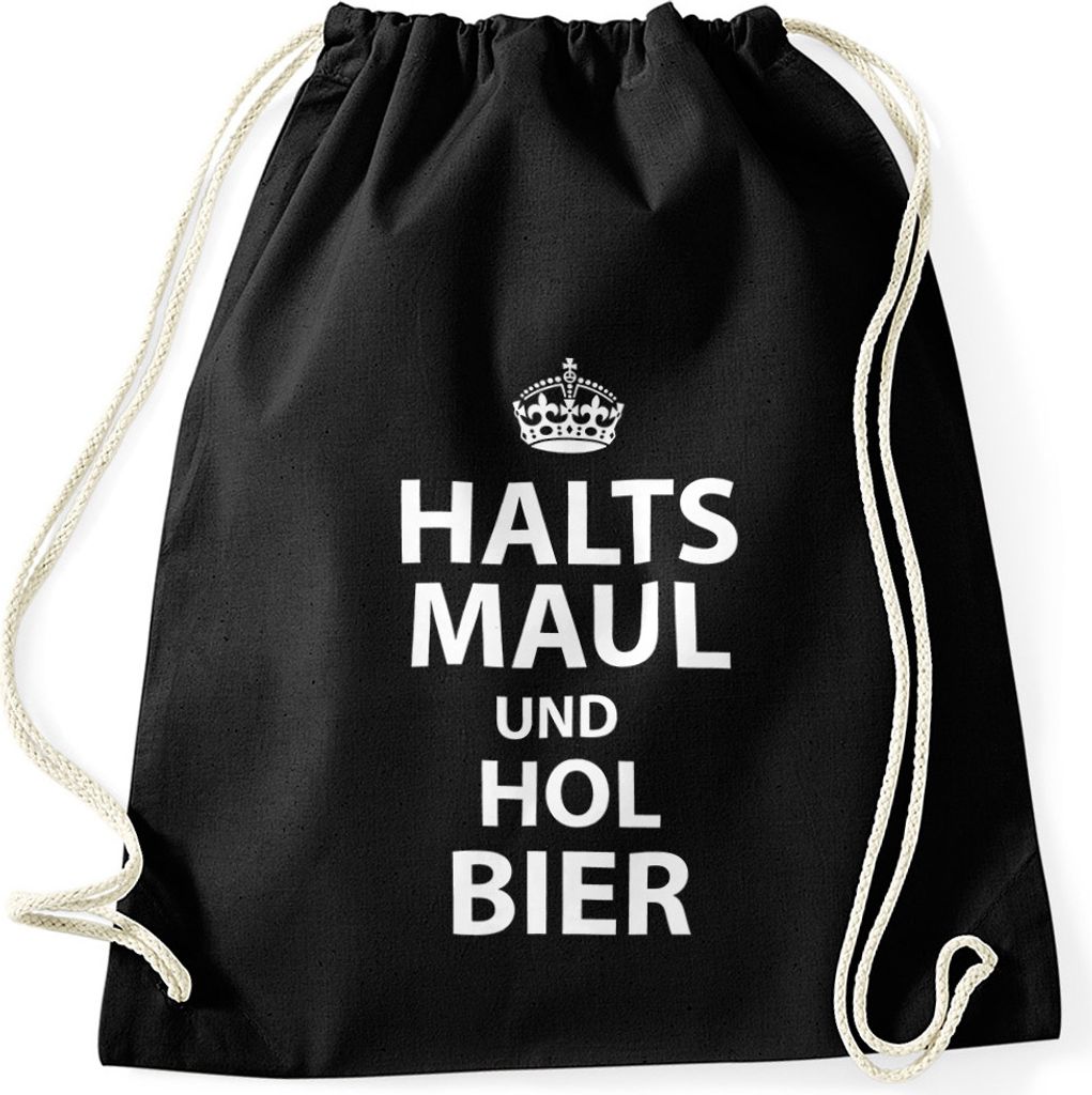 Turnbeutel "Halts Maul und hol Bier" Moonworks schwarz unisize