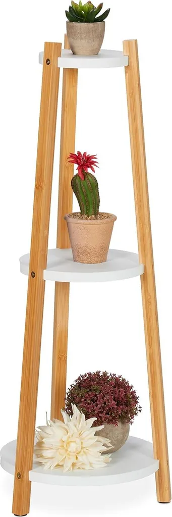 Gagnez de la place : étagère plantes verticale en bambou 3 niveaux 73cm