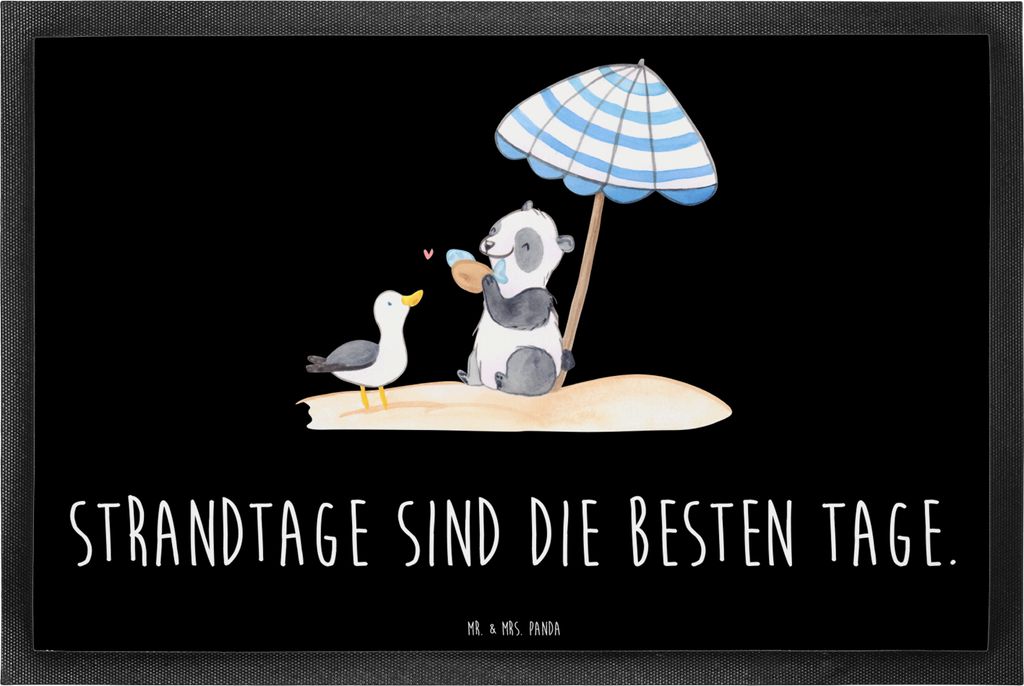Mr. & Mrs. Panda Fussmatte Sommer Strandtage 50 x 75 cm - Schwarz - Geschenk, Schmutzfänger, Urlaub Am Meer, Küstenurlaub, Sommerferien, Küste, ...