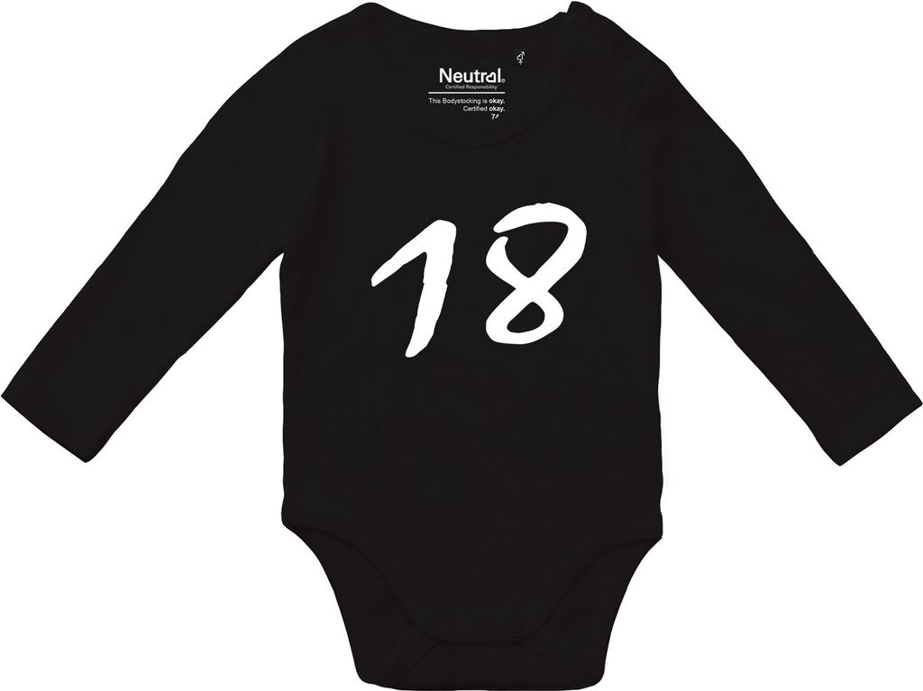 Huuraa Baby Body 18 Geburtstag Geschenk Größe 62 Black Baumwolle Fairtrade 18 Babykleidung