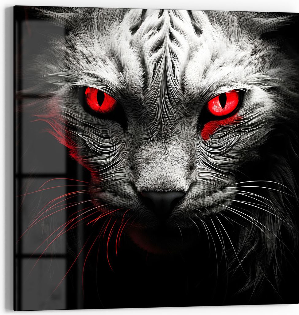 DEQOART Glasbild Echtglas 30x30 cm 'Feuriger Katzenblick' Wandbild Bild modern Deko