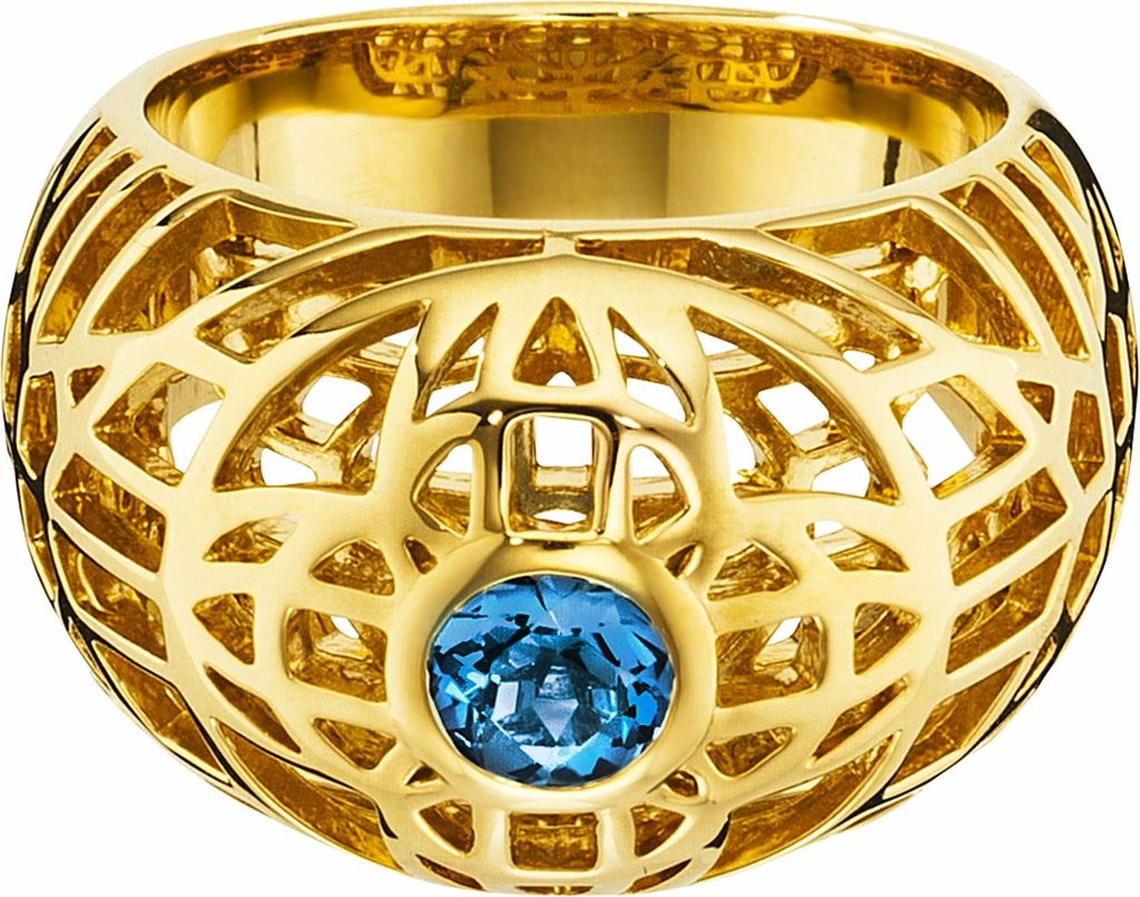 cai Ring 925/- Sterling Silber gelb 050 (15,9) Blautopas blau 132270507