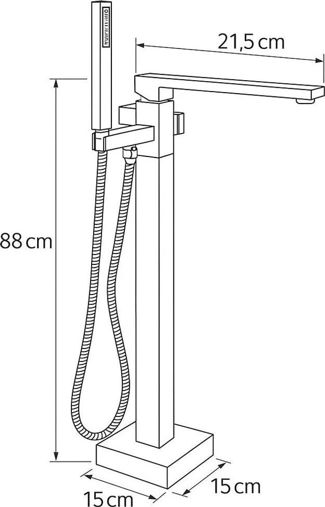 Cubo Freistehende Badewannenarmatur, Schwarz S-1082B