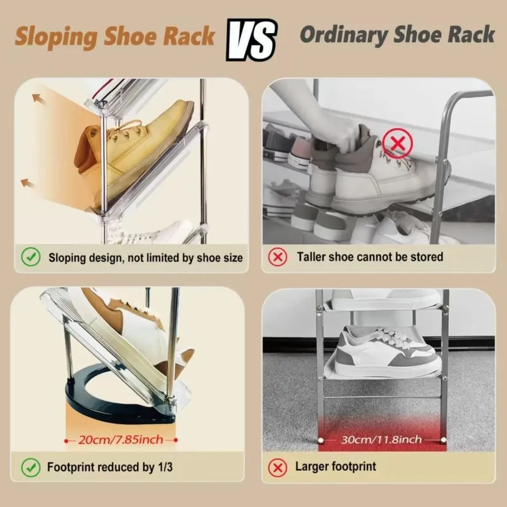 Étagère à chaussures verticale à 5 niveaux gris clair pour entrée étroite