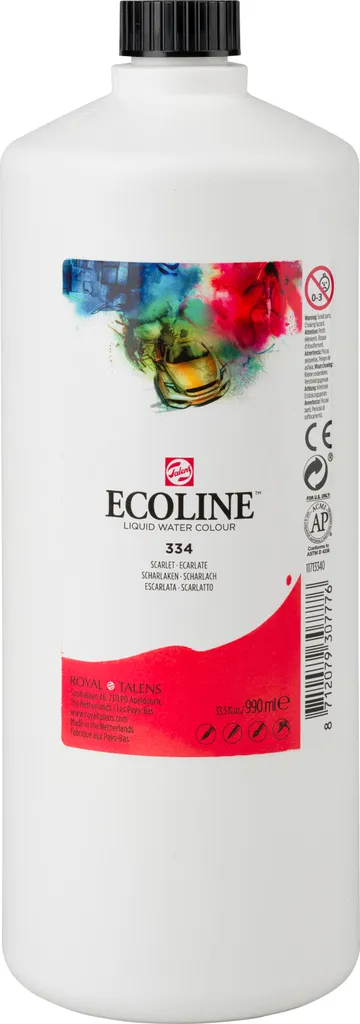 Ecoline Peinture Aquarelle Liquide Écarlate 334 en Bouteille de 990 ml