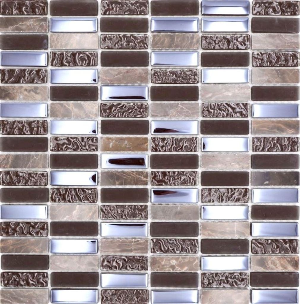 Naturstein Glasmosaik braun glänzend Wand Küche Bad Dusche - MOS87-SM138_f
