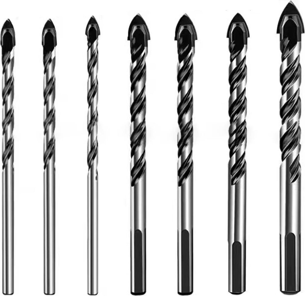 7-teiliges Hartmetall-Steinbohrer-Set für Porzellan, Fliesen, Beton, Ziegelwände, Glas, Spiegel, Kunststoff, Mauerwerk und Holz (3 4 5 6 8 10 12 mm)