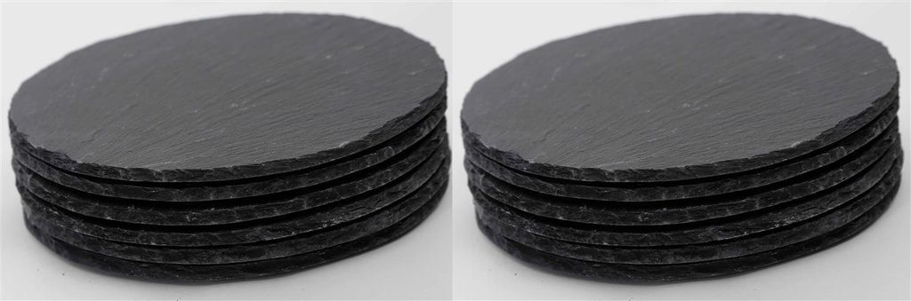 12x Schieferplatten 15x0,5 rund Untersetzer Tischplatz 15cm Schiefer