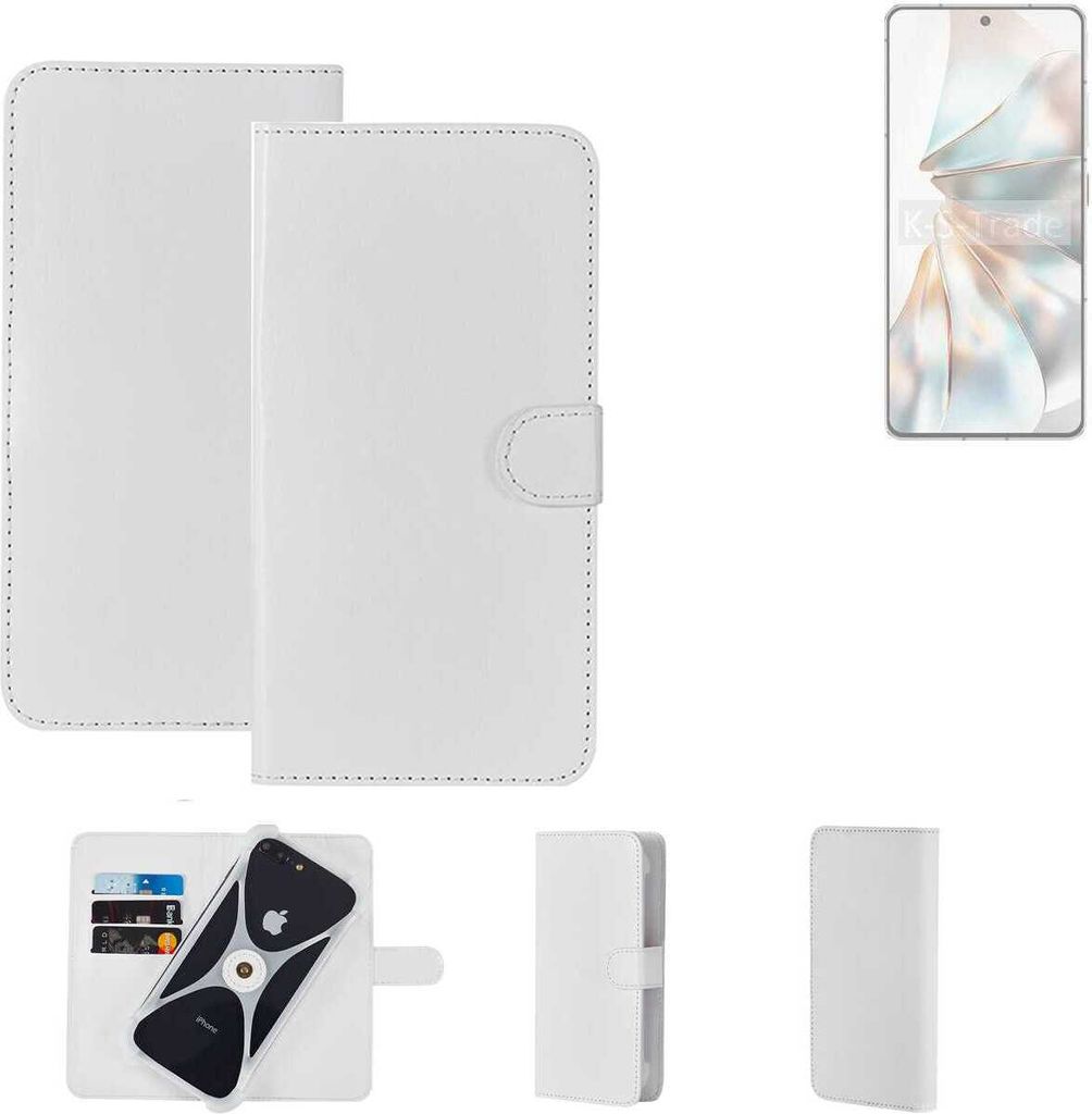 K-S-Trade Handy Hülle Schutz Hülle kompatibel mit Nubia Z60S Pro Cover Case Bookstyle Bumper weiß 1x