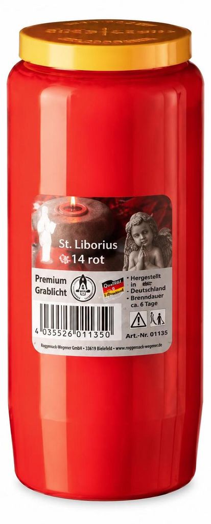 6-Tage Premium Grablichte Rot 100% Pflanzenöl, 20 Stück