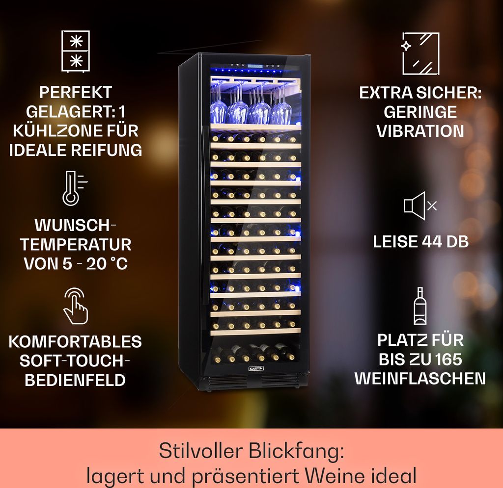 Klarstein Weinkühlschrank, 1 Zonen Getränkekühlschrank, Produktbild 2