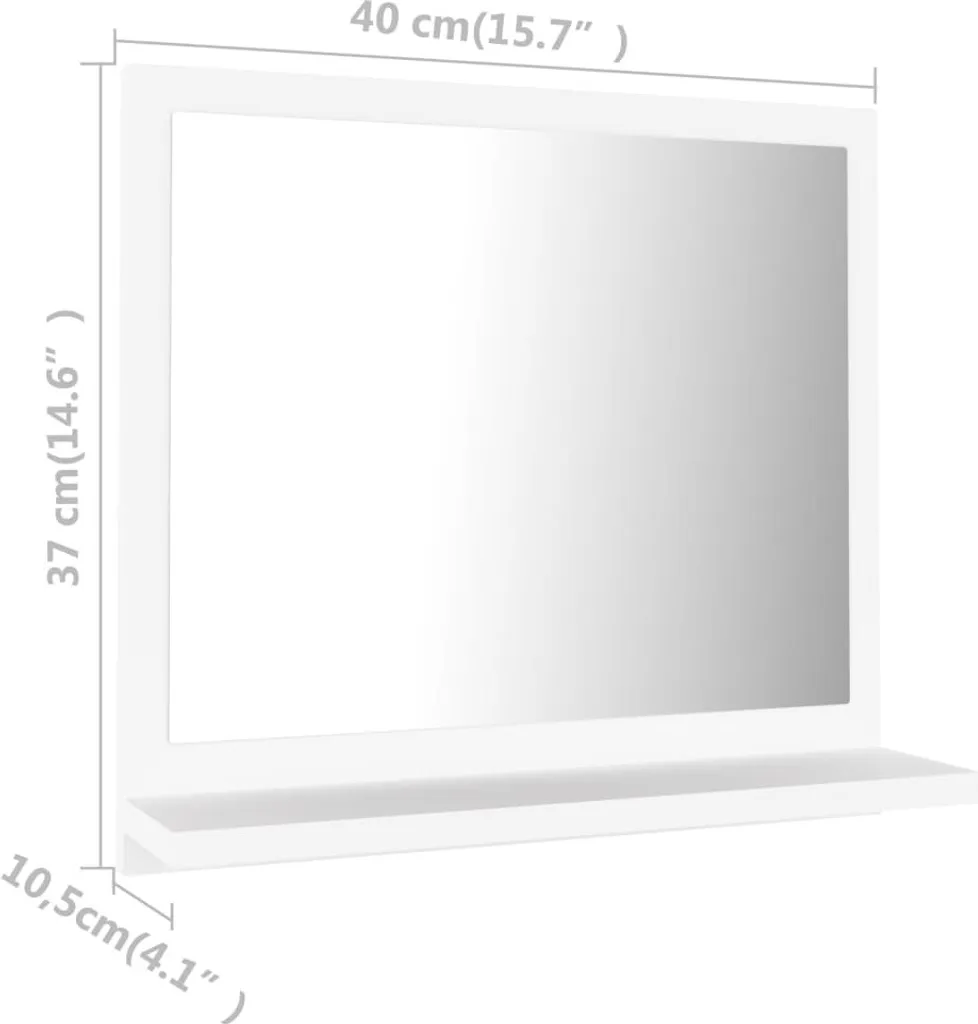 Specchiiera Bagno Legno Bianco 40x37 cm - Montaggio Facile con Shelf - 7