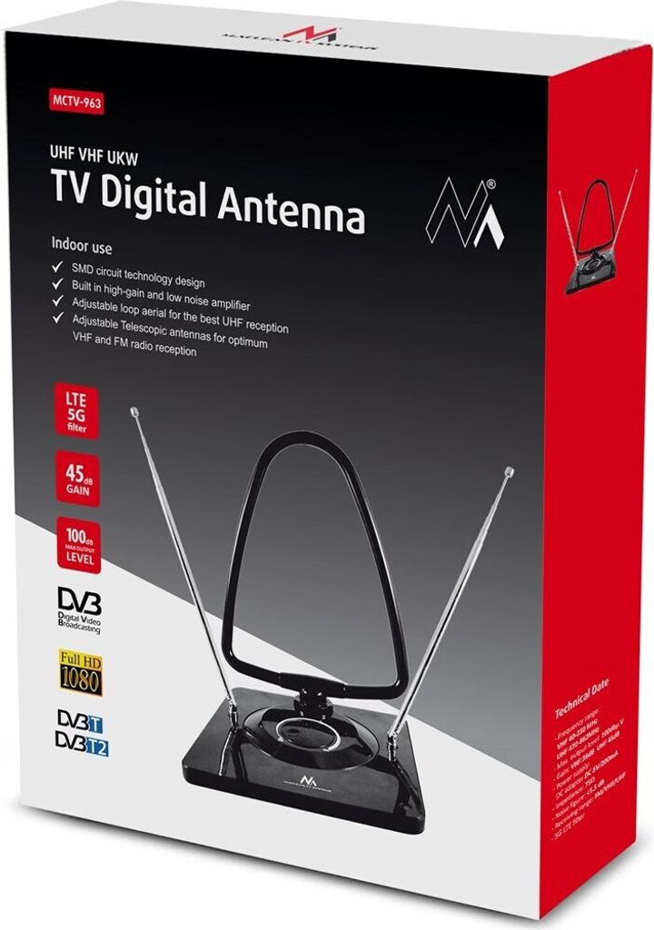 Antenne directionnelle/extérieure TV DVB-T2 HEVC Cobo UHF VHF aclean