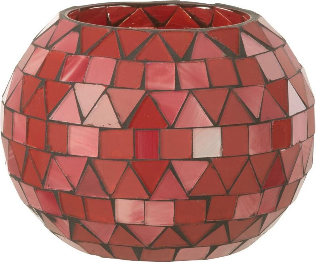 J-Line J-Line Teelichthalter Mosaik Dreieck - Glas - Rot/Rosa - Small