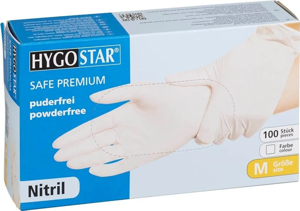 Guanti Monouso Nitrile Bianco Hygostar 27050 Safe Premium M 100 pz