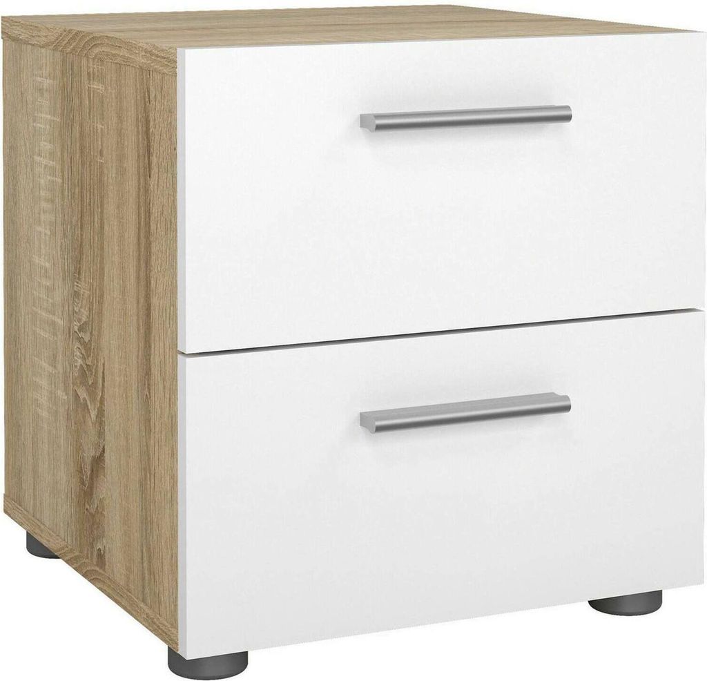 Dmora Nachttisch Amber 40,25x40x42,3h cm Braun 2 Schubladen 1 Regal