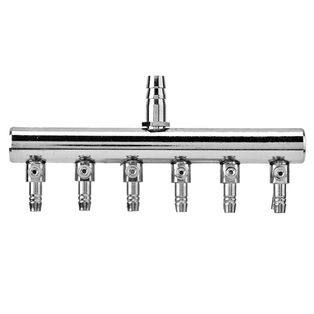 Edelstahl Aquarium Fischtankluft Fluss 8mm Drehen Sie sich zum 4 -mm -Splittersteuerventil (6 Wege)
