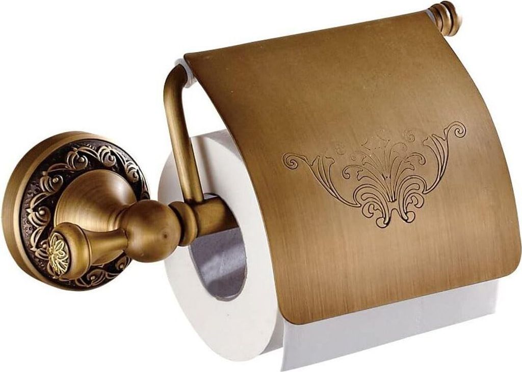 Toilettenpapierhalter aus Messing im Vintage-Stil mit Abdeckung – Wandmontage, Badezimmer-Rollenaufbewahrungslösung,